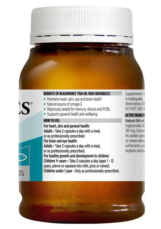 blackmores fish oil 1000mg odourless 200c