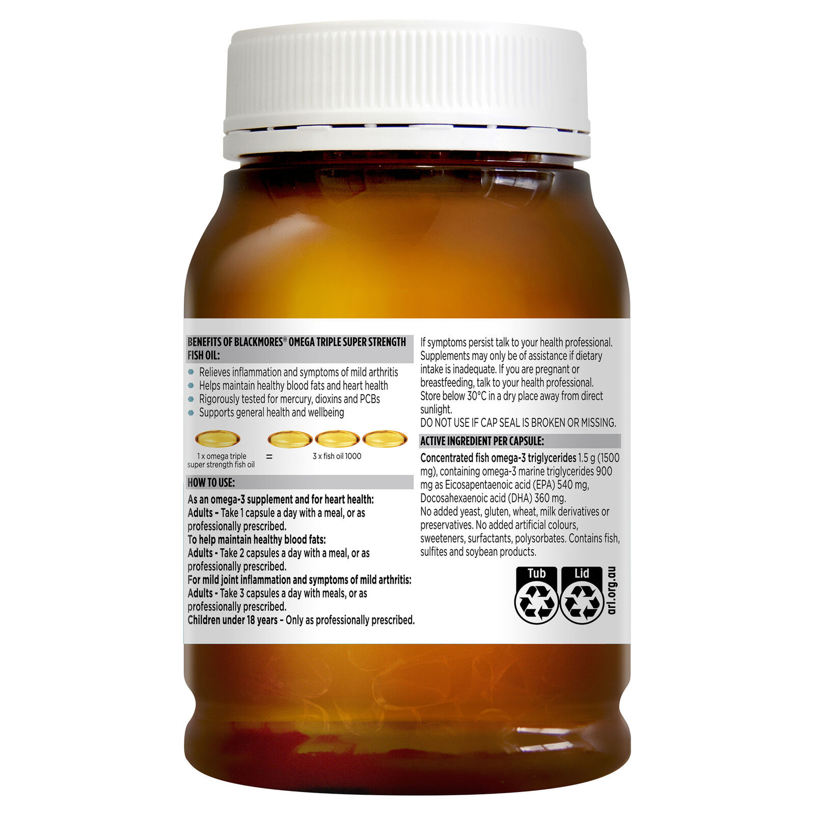 blackmores omega triple high strength fish oil 150c