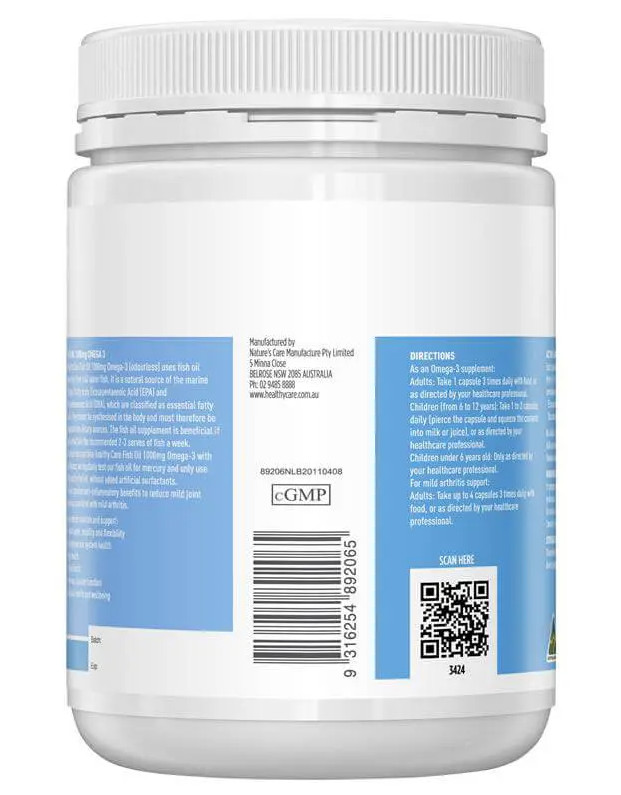 healthy care fish oil 1000mg omega 3 400c