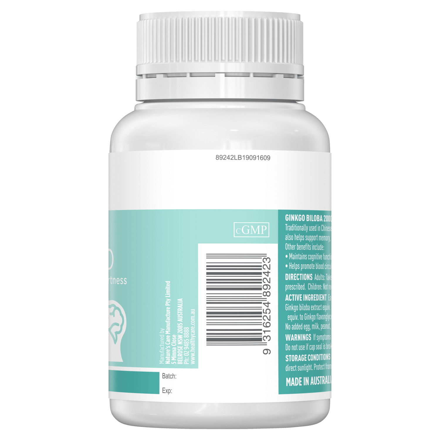 healthy care ginkgo biloba 200 100c