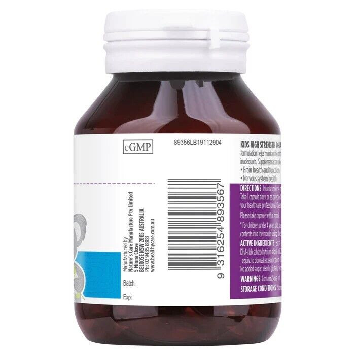 healthy care kids high strength dha 60cht (expiry date 2/27)