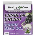 healthy care lanolin cream with grape seed 100g