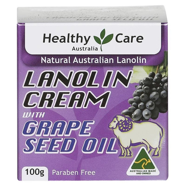 healthy care lanolin cream with grape seed 100g|