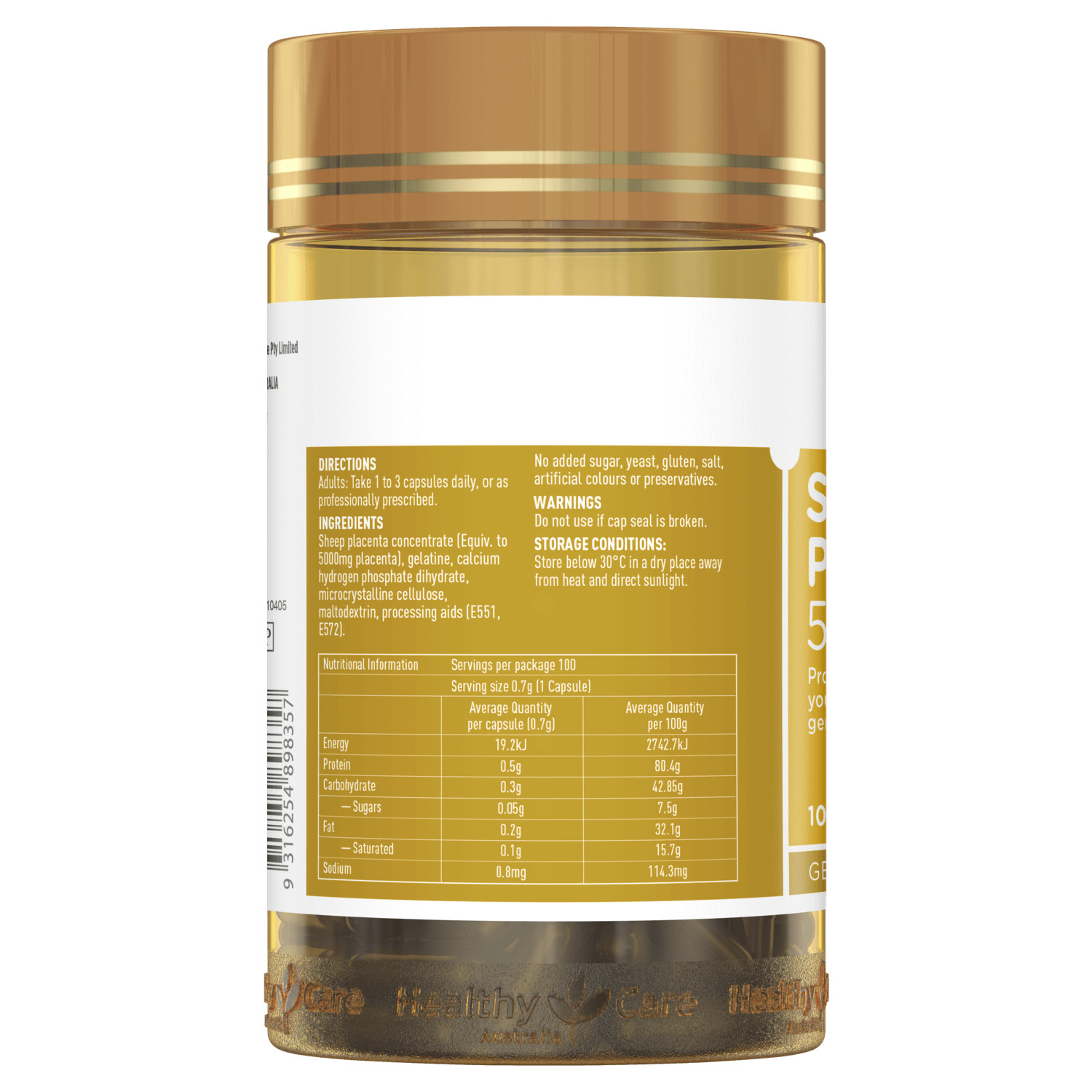 healthy care sheep placenta 5000mg 100c