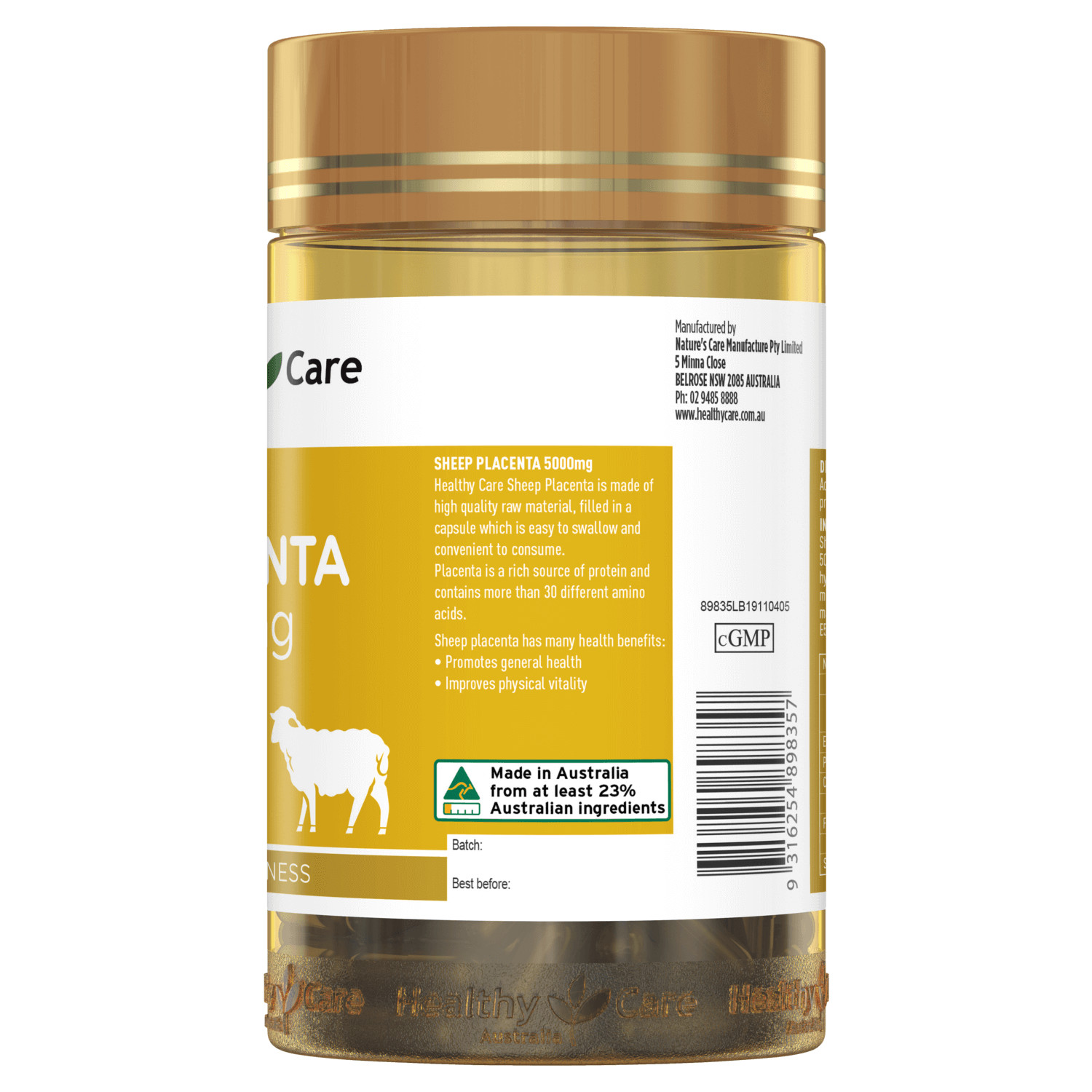 healthy care sheep placenta 5000mg 100c