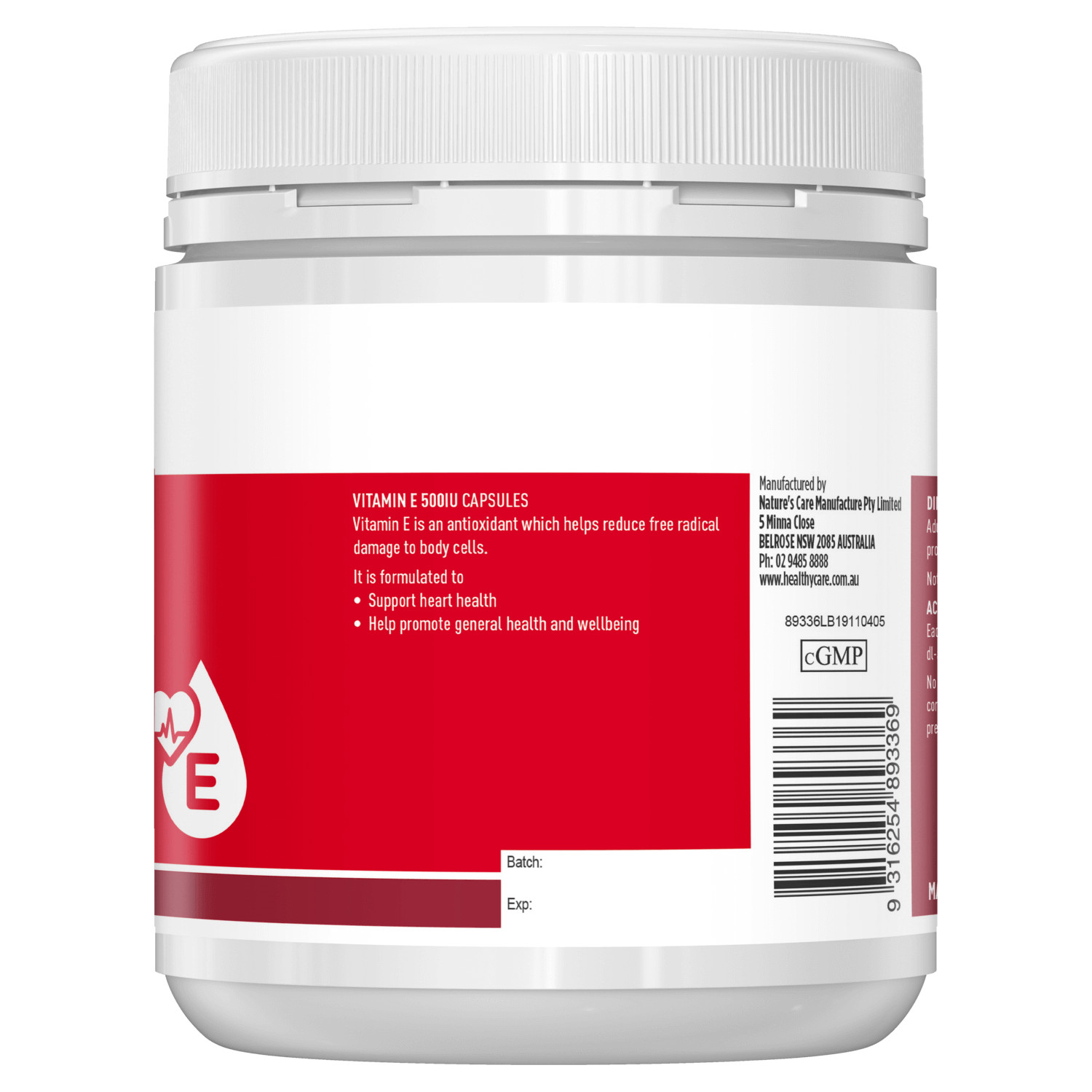 healthy care vitamin e 500iu (200c)