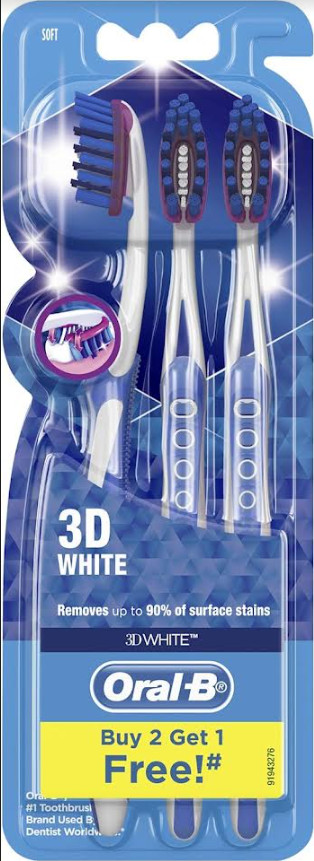 oral b toothbrush 3d white 3 pack