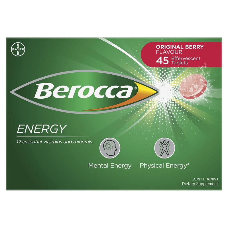 berocca energy vitamin b & c original berry flavour 45 pack