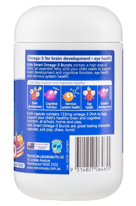 nature way kids smart bursts high dha omega3 fo trio 60c
