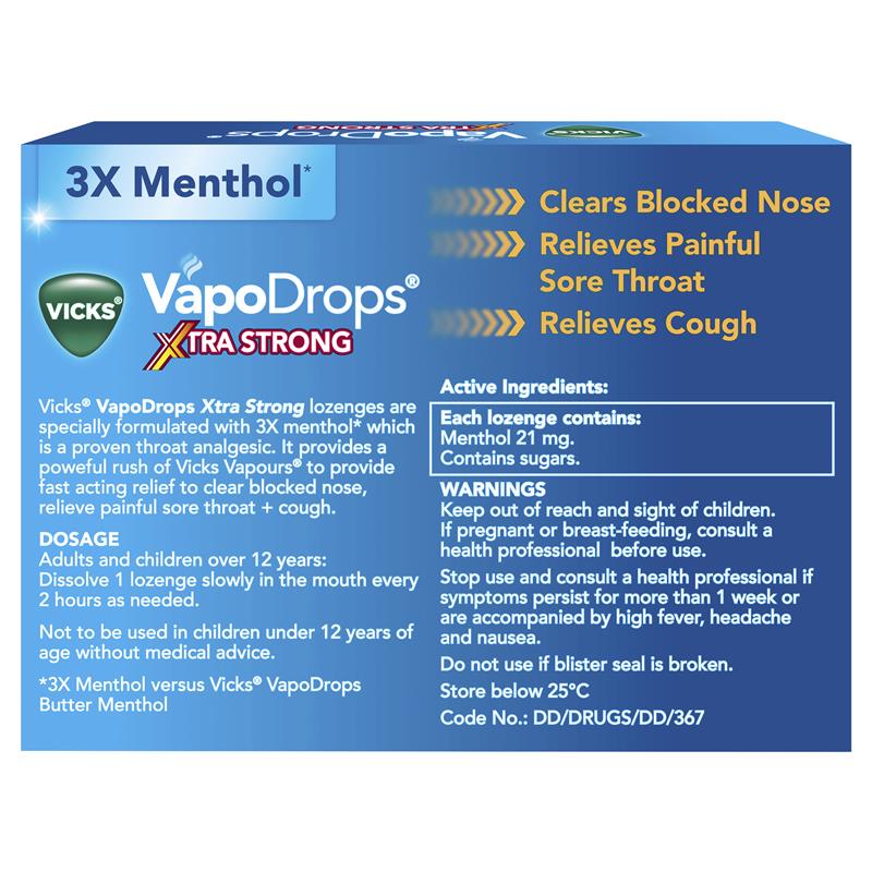 vicks vapodrops extra strong 16 lemon menthol