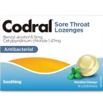 codral sore throat lozenges antibacterial menthol flavour 16 pack