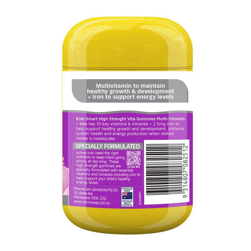 nature way kids smart high strength vita gummies multi-vitamin + iron 40