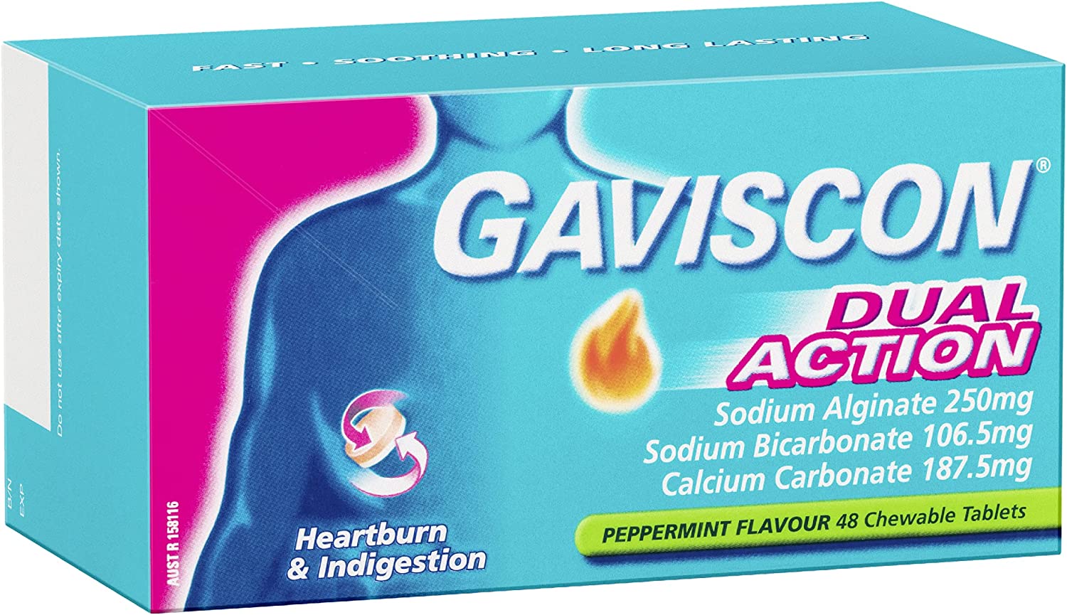 gaviscon dual action 48 chewable tablets